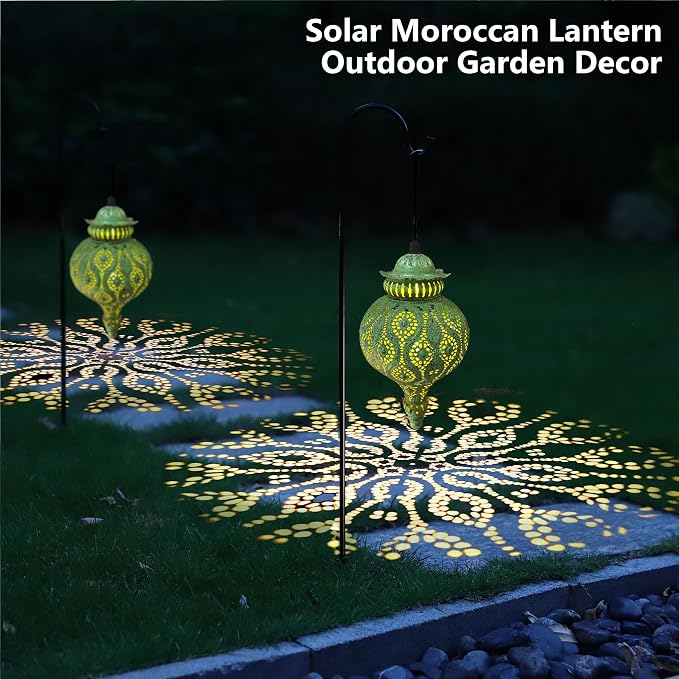 Moroccan Solar Lanterns Outdoor Waterproof Green Hanging Lanterns Outdoor - Image 6