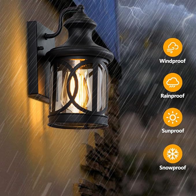 2-Pack Outdoor Wall Lights, Porch Lights, Waterproof Outdoor Wall Sconce - Image 2