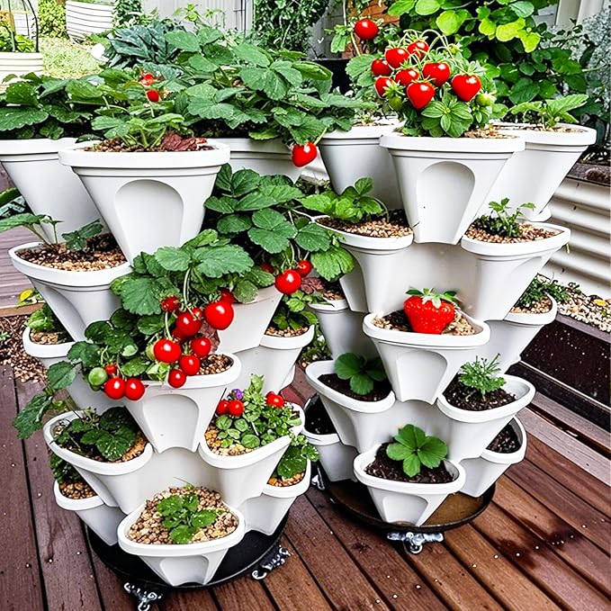 Strawberry Planters, 7 Tiered Vertical Stackable Planter, Herb Stacking Tower - Image 8
