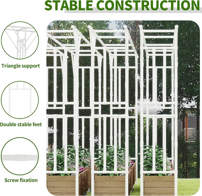 Extra Large Flat Top Garden Arch, PE-Coated Metal Trellis - Image 2