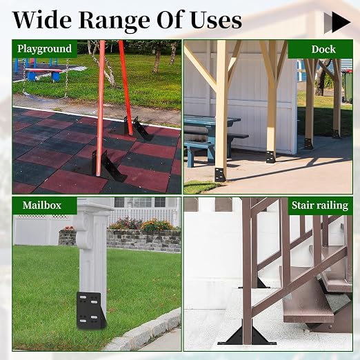 4PCS Post Base Pergola Brackets Kit, Heavy Duty Black Metal Powder Coated Wood - Image 6
