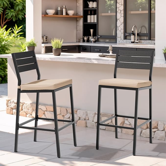 Crestlive Products Outdoor Bar Stools Set of 2, Patio Counter Height Barstools by CrestliveProducts
