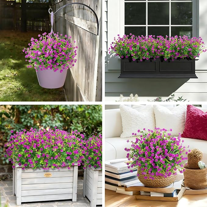 20 Bundles Artificial Flowers for Outdoors Fake Plastic Flowers UV Resistant - Image 6