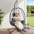 ONBRILL Hanging Egg Chair with Adjustable Footrest & Stand, Wicker Rattan Swing by ONBRILL