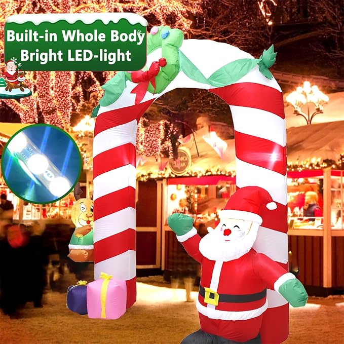 8 FT Christmas Inflatables Archway Outdoor Decorations, Inflatable Santa & - Image 3