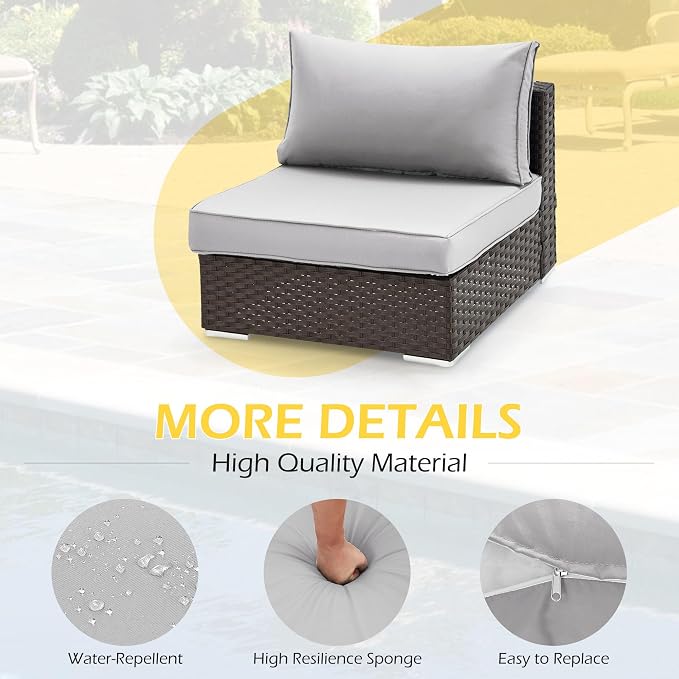 HOMREST Replacement Cushions for Outdoor Furniture, 25x25 Inch 14-Piece Patio - Image 4