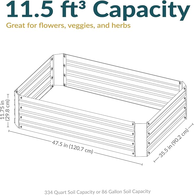 Sunnydaze 11.75" H Raised Metal Garden Bed - Image 6
