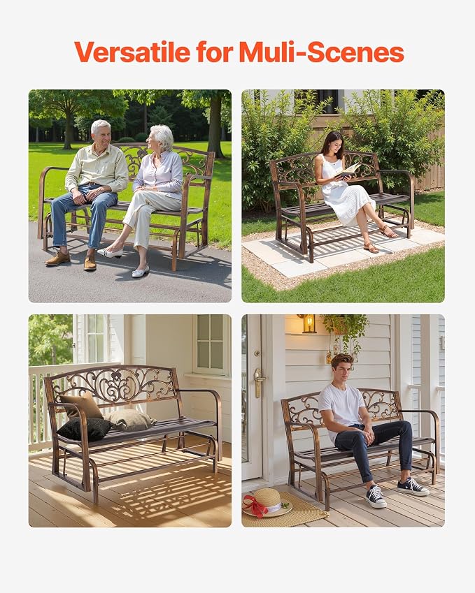 VEVOR Outdoor Bench, 50 inch, Carbon Steel Metal Frame - Image 7