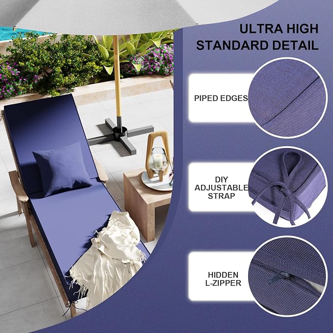 Outdoor Water-Resistant Olefin Chaise Lounge Cushions - Image 6
