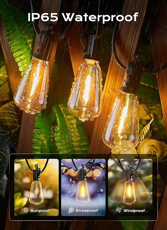 Brightown Outdoor String Lights, 150FT 75+2 LED ST38 LED Patio Lights - Image 3