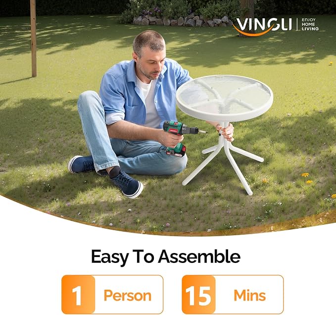 VINGLI Outdoor Side Table, Weatherproof Small Tables - Image 7