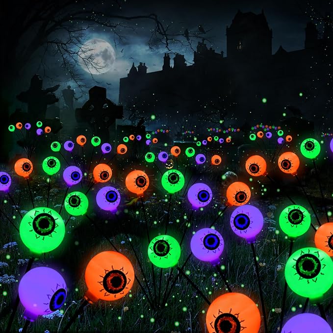 BrizLabs 6 Pack 36 LED Halloween Solar Eyeball Lights, 2 Modes Outdoor by BrizLabs