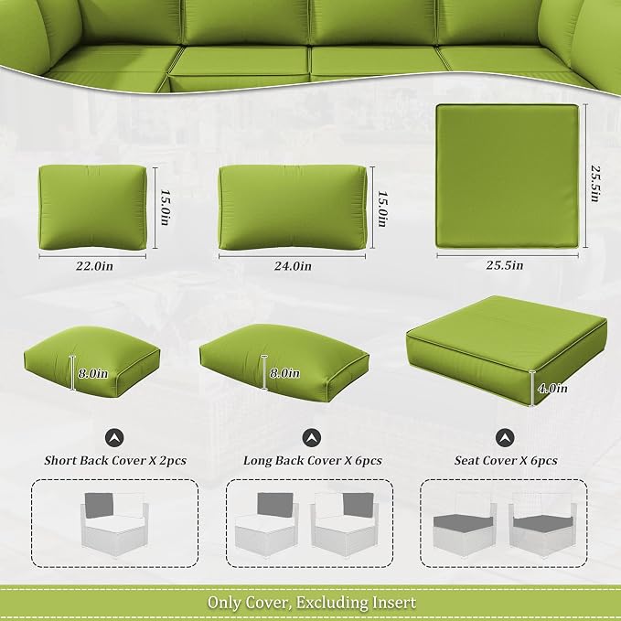 14 Pcs Outdoor Cushion Slipcovers Outdoor Patio Cushion Covers Replacement - Image 2