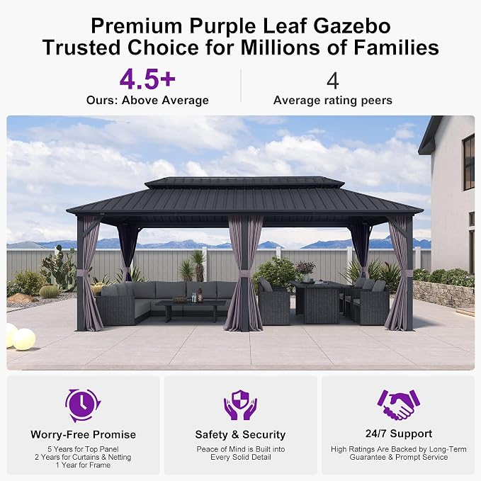 PURPLE LEAF 10' X 20' Permanent Hardtop Gazebo Aluminum Frame - Image 6