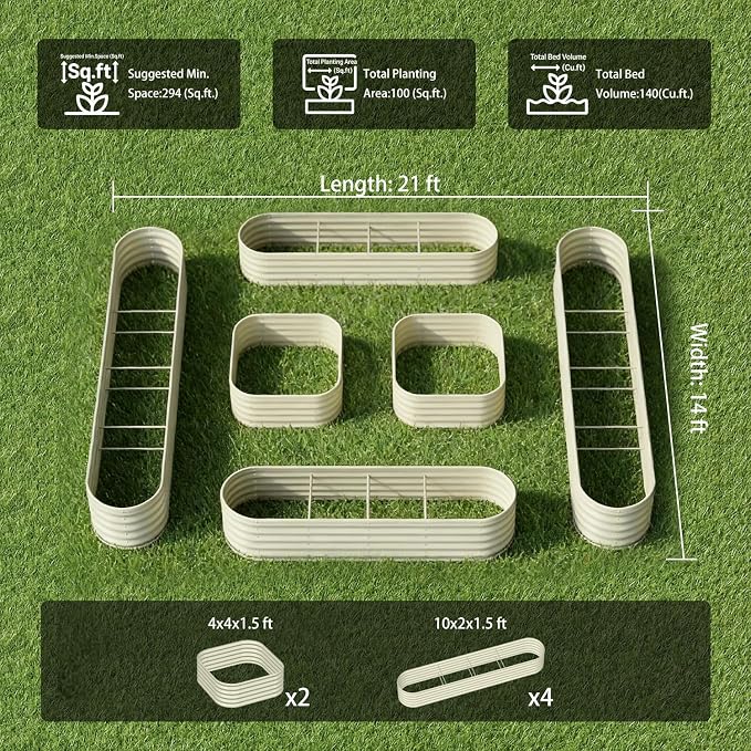 6-Pack 18” Tall Galvanized Raised Garden Beds – New Home Garden Layout - Image 2