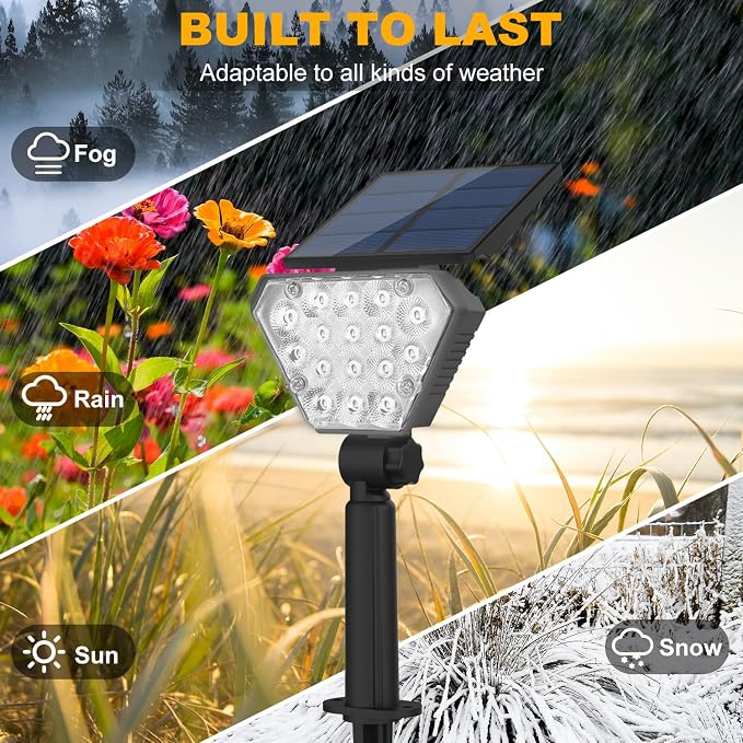 T-SUN Solar Lights Outdoor Waterproof IP65, 6 Pack LED Solar Spot Lights Color - Image 4
