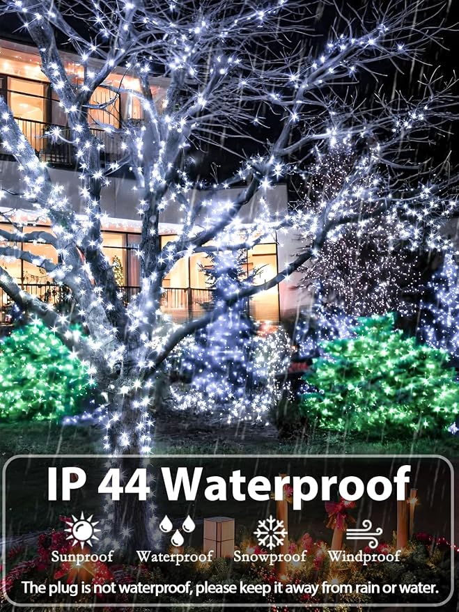 YIQU White 82FT 200 LED Christmas String Lights Outdoor/Indoor, Fairy String - Image 4