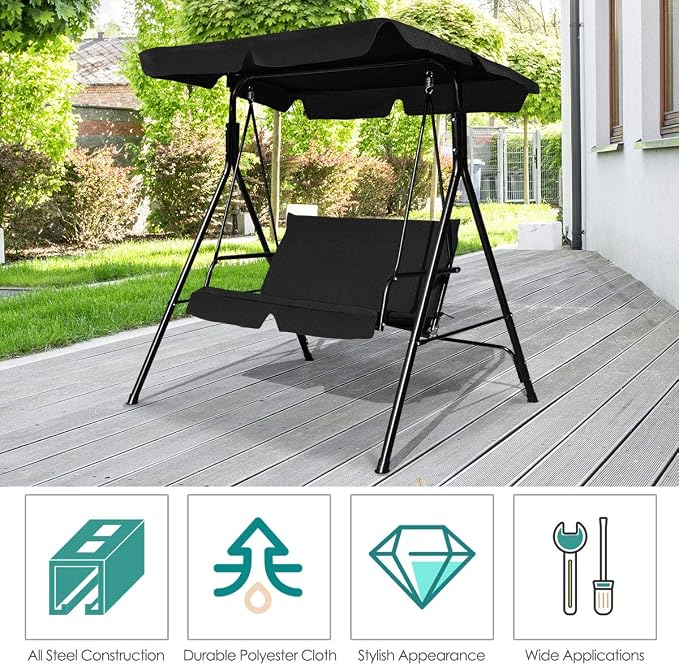Tangkula 2 Person Porch Swing, Outdoor Swing - Image 5