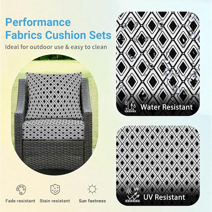 Outdoor Cushions for Patio Furniture, Outdoor Seat Cushion Set 24 x 24 x 4 Inch - Image 3