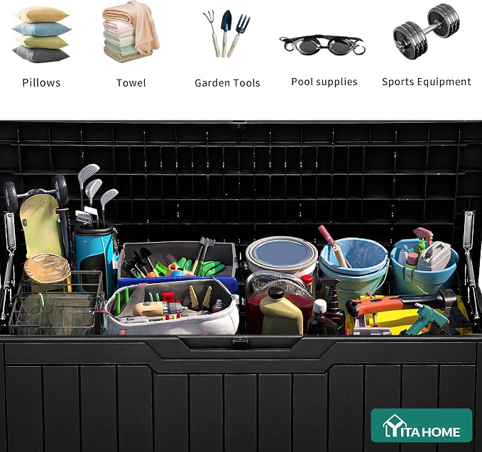 YITAHOME 100 Gallon Outdoor Storage Box, Large Water Resistant Resin Deck Box - Image 3