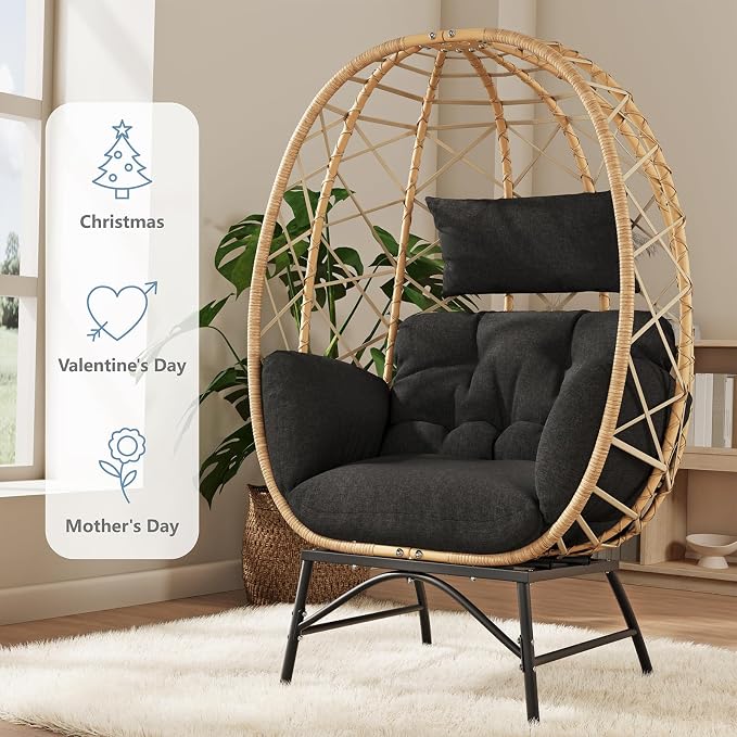 SWITTE Wicker Egg Chair Outdoor, Oversized Patio Lounge Chairs - Image 3