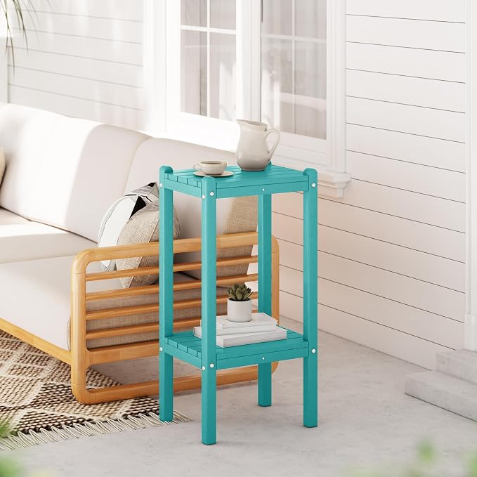 WestinTrends Malibu 36" Outdoor Adirondack HDPE 2-Tier Patio Side Table - Image 2