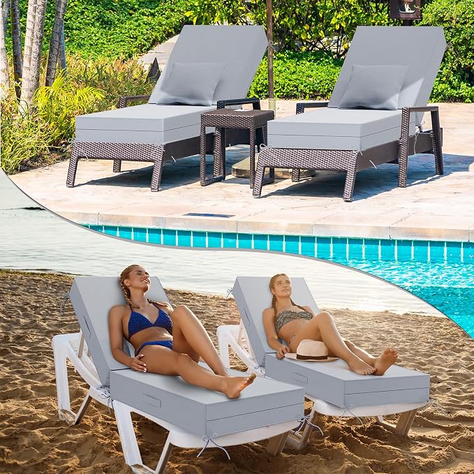 Outdoor Water-Resistant Olefin Chaise Lounge Cushions - Image 8