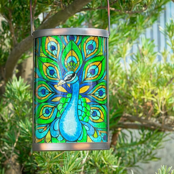 Hanging Solar Lantern Outdoor Waterproof LED Solar Lights Peacock Decorative - Image 3