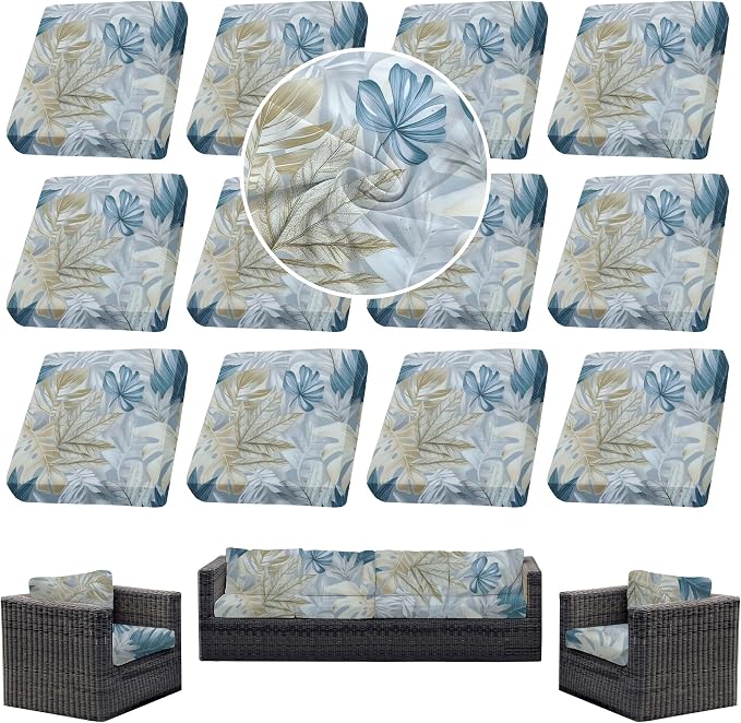 12Pcs Outdoor Cushion Covers, Patio Cushion Covers, Stretch Elastic Slipcovers by dreahoteztil