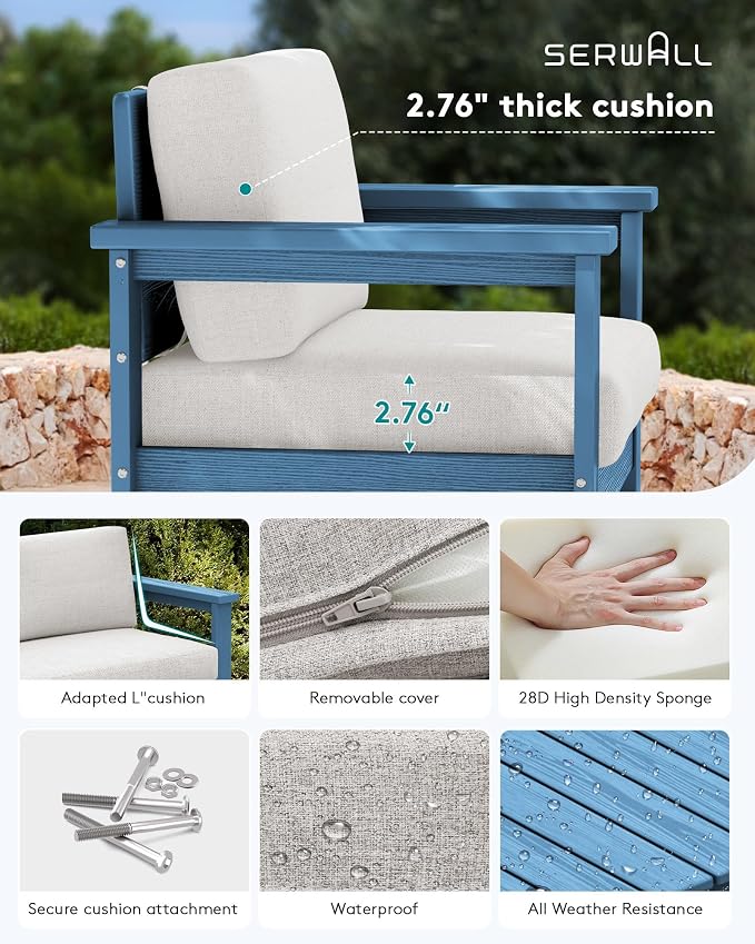 SERWALL 4 Pieces HDPE Outdoor Sofa Set - Image 2