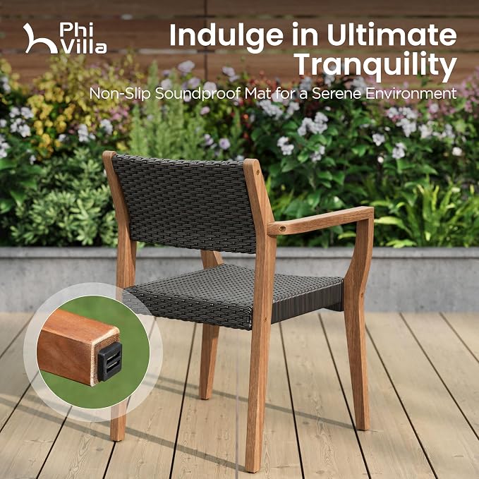 PHI VILLA 7 Pieces Acacia Wood Outdoor Dining Set - Image 7