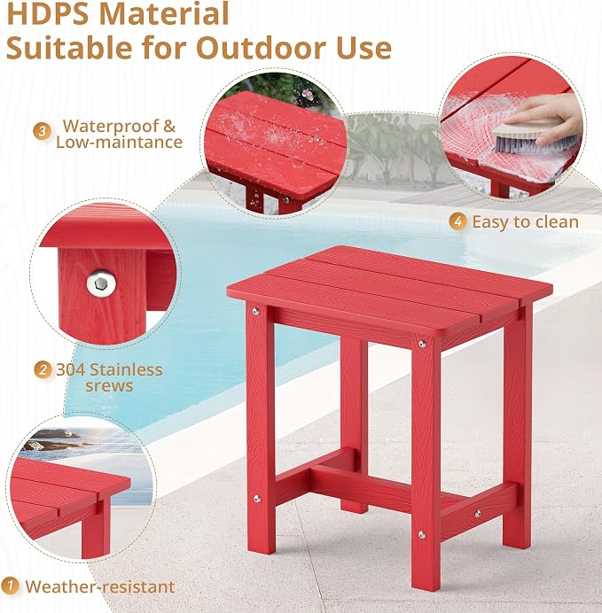 LUE BONA Outdoor Side Table, HDPS Small Outdoor Adirondack Side Tables - Image 6