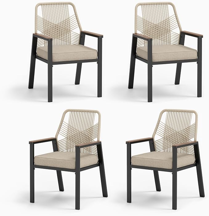 Patio Wicker Chair Sets of 4, Outdoor Dining Chairs - Image 9