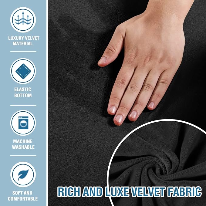 H.VERSAILTEX Velvet Chaise Lounge Cover High Stretch Chaise Chair Cover - Image 3