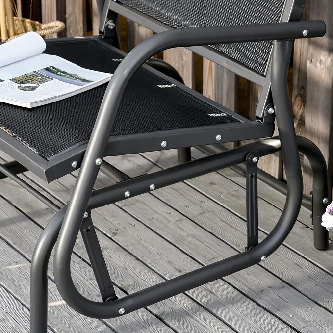 Outsunny Porch Glider, Metal Frame Swing Glider Chair - Image 9
