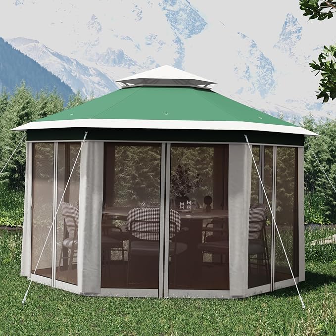 13' x 13' Pop-Up Gazebo, Hexagonal Canopy Shelter - Image 6
