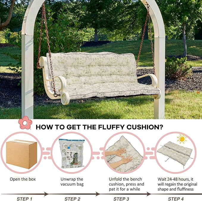 2-3 Seat Swing Replacement Cushion, Outdoor Bench Cushions - Image 3