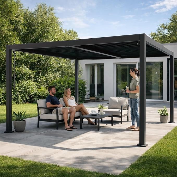 Kozyard Outdoor Louvered Pergola 12ft x 12ft Pergola Sun Shade All-Weather - Image 2