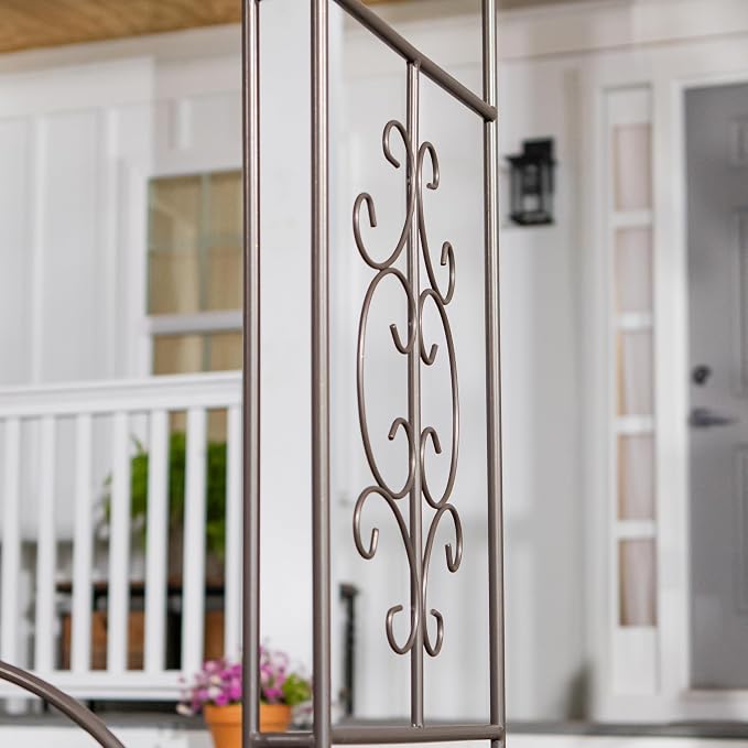 Plow & Hearth Arch Metal Outdoor Garden Arbor, 84 inches Tall, Iron Trellis - Image 9