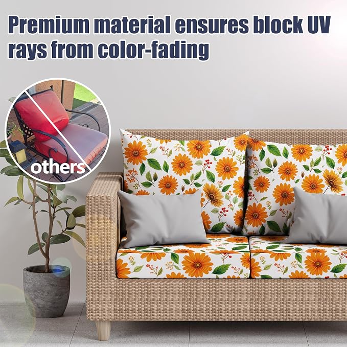 8Pcs Square Large Stretch Patio Cushion Covers, Couch & Sofa Replacement - Image 3