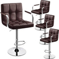 Yaheetech Bart Stools Set of 4, PU Leather Adjustable Barstools by Yaheetech