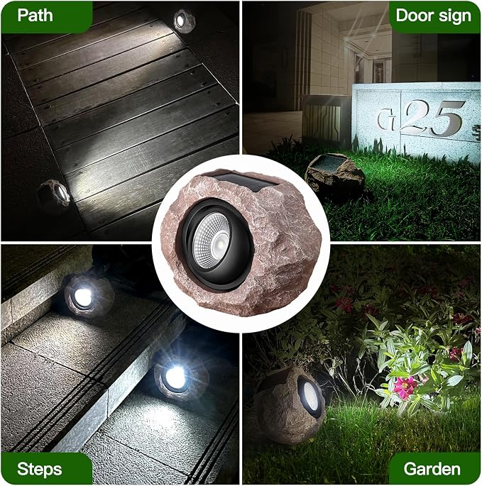 Timeflies Solar Rock Lights Outdoor 4 Pack, Bright Solar Spotlights Outdoor - Image 6