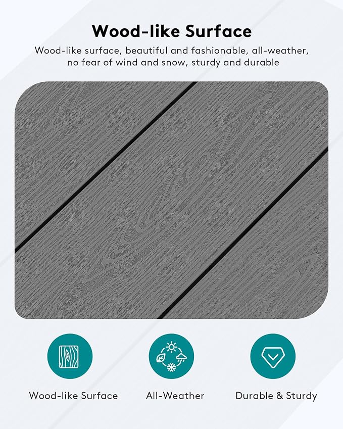 SERWALL HDPE Patio Coffee Table, Rectangle Outdoor Coffee Table, All-Weather - Image 4
