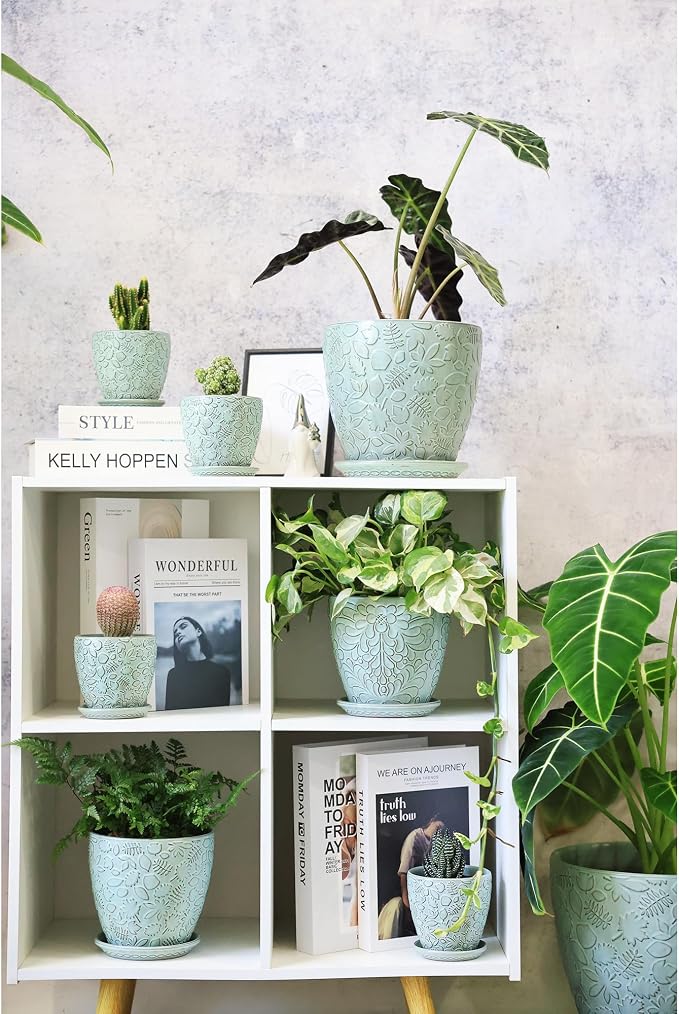8 Inch + 6 Inch Plant Pots for Indoor Plants, Ceramic Planter - Image 8