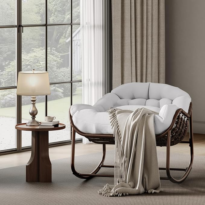 GarveeLife Outdoor Papasan Rocking Chair, Oversized Wicker Lounge Chair - Image 8