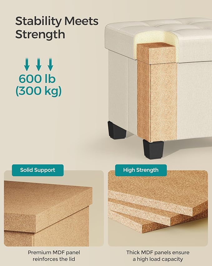 SONGMICS Storage Ottoman, Small Ottoman Foot Rest - Image 4