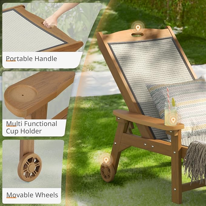 LUE BONA Chaise Lounge Chair Outdoor, HDPS and HDPE Wicker Material, Patio - Image 6