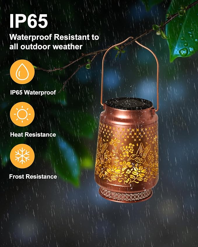 2 Pack Hummingbird Solar Lanterns Outdoor Waterproof, Garden Decor Birthday - Image 7