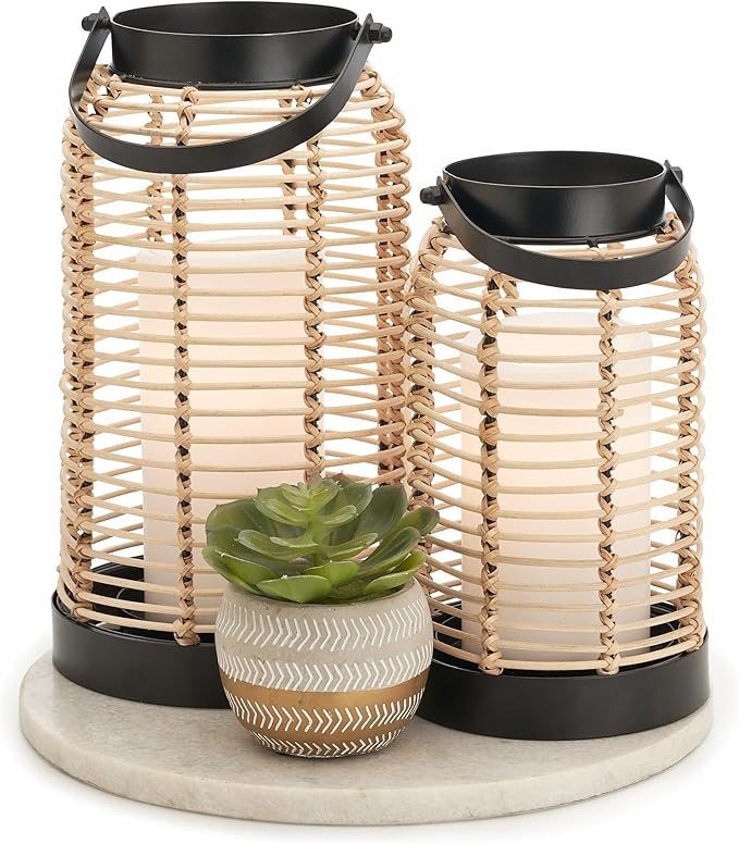 Natural Rattan Boho Lanterns by KIBAGA