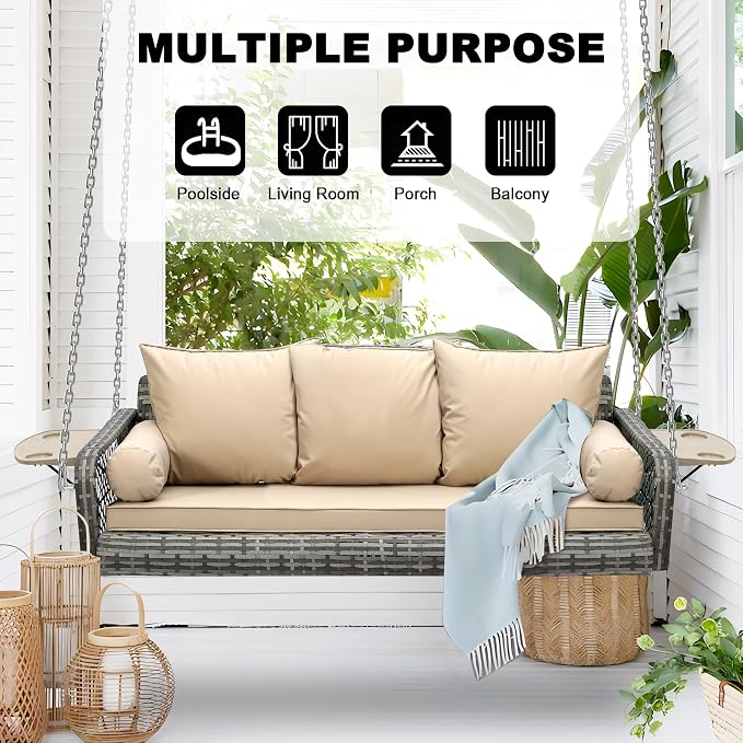 Outdoor Wicker Patio Porch Swing - Image 5